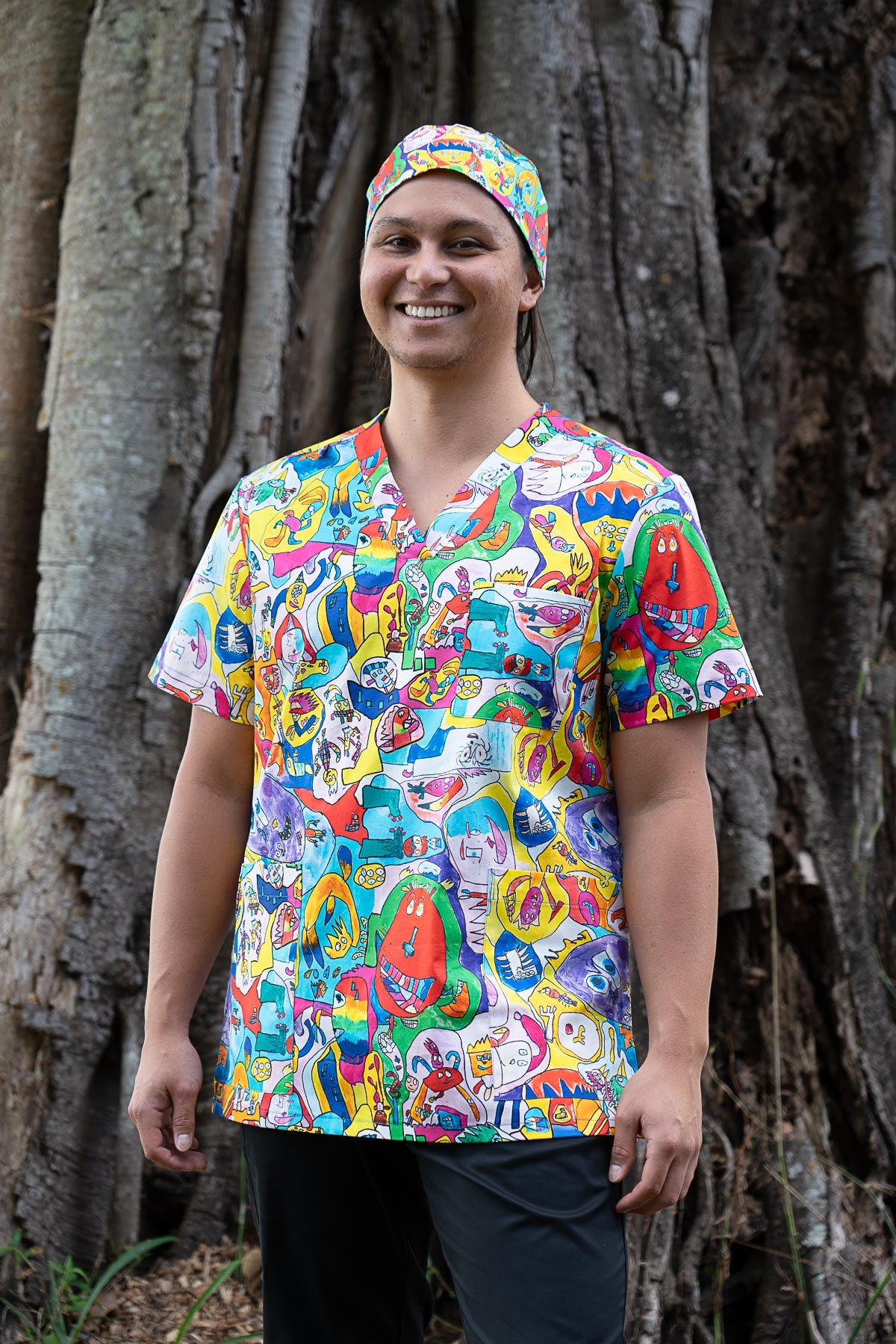 Monster Mash by Oliver - Unisex Printed  Scrub Top