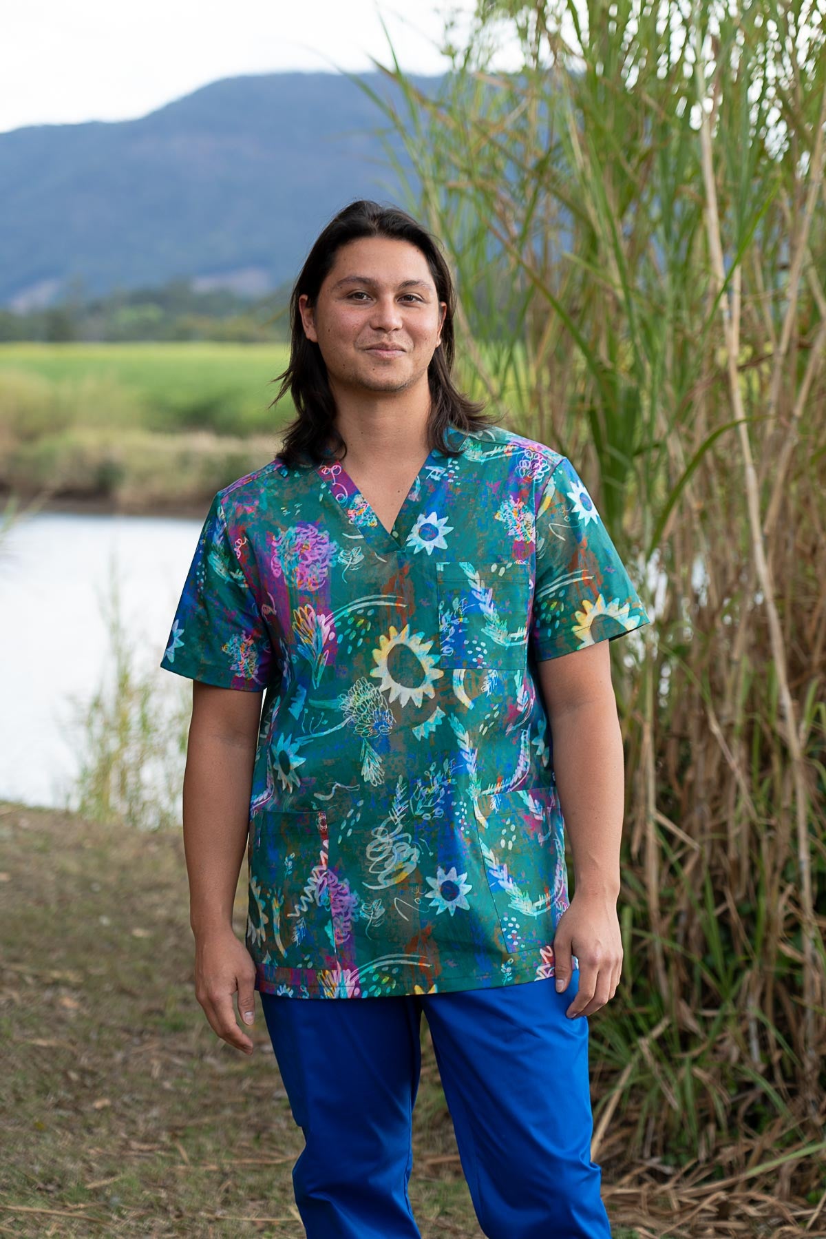 Daintree - Unisex Printed Scrub Top